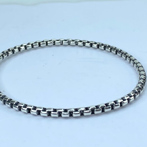 James Avery Retired Sterling Silver Rustic Box Chain Bangle Bracelet 8" JR661 - Picture 3 of 7